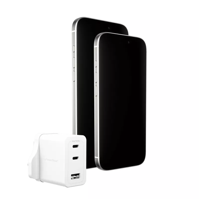 PanzerGlass empower™ by ® Turbo 70W Mehrfach-Ladegerät inkl. 2 x USB-C + USB-A | UK-Stecker | Silberweiß