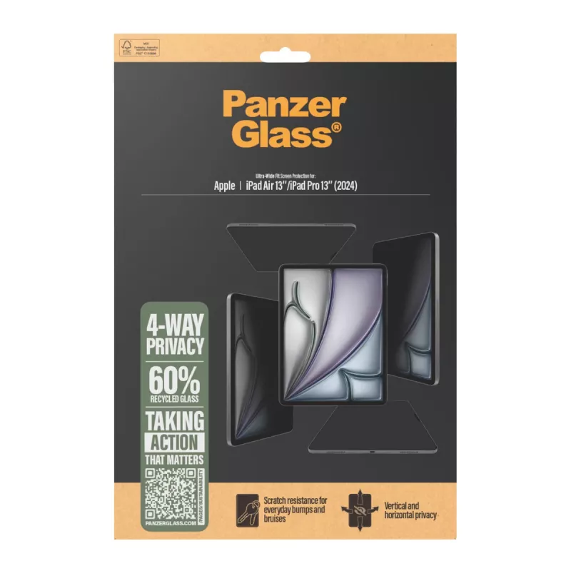 PanzerGlass ® 4-Wege-Sichtschutz-Displayschutz iPad Air 13 Zoll (2024-2025) | iPad 13 Zoll Pro (2024-2025) | Ultra-Wide Fit