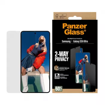 Bildschirmschutz PanzerGlass 2-Way Privacy für Samsung Galaxy S26 Ultra — PET-Blickschutzfilter, EasyAligner, 1 Stück