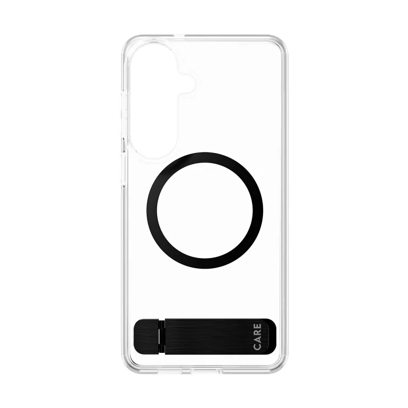 PanzerGlass CARE™ by ® Hülle Transparent mit schwarzem Kickstand & Qi Samsung Galaxy S26+