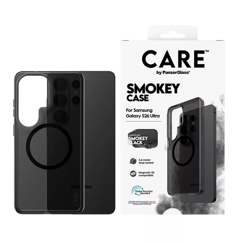 Schutzhülle PanzerGlass CARE Urban Explorer Case Smokey mit schwarzem Qi für Samsung Galaxy S26 Ultra