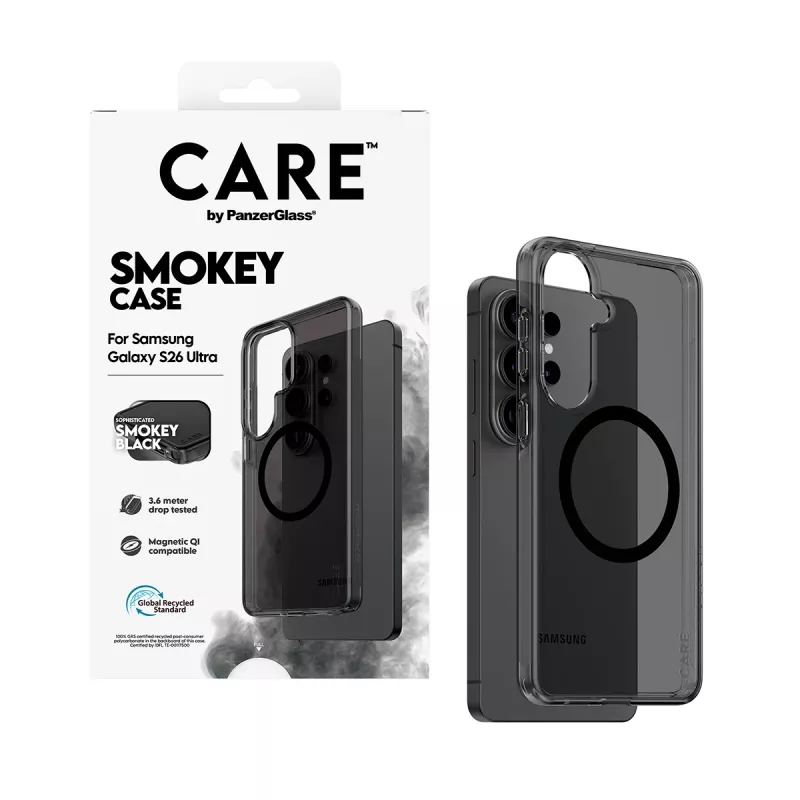 Schutzhülle PanzerGlass CARE Urban Explorer Case Smokey mit schwarzem Qi für Samsung Galaxy S26 Ultra