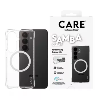 Schutzhülle PanzerGlass CARE Samba Transparent mit Weiß Qi für Samsung Galaxy S26