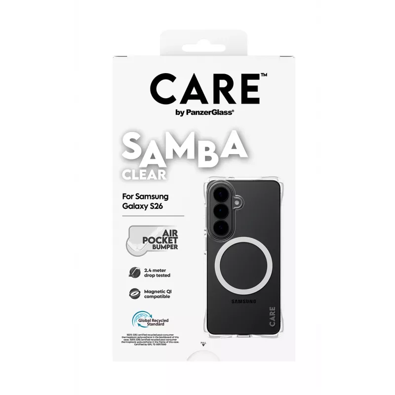 Schutzhülle PanzerGlass CARE Samba Transparent mit Weiß Qi für Samsung Galaxy S26
