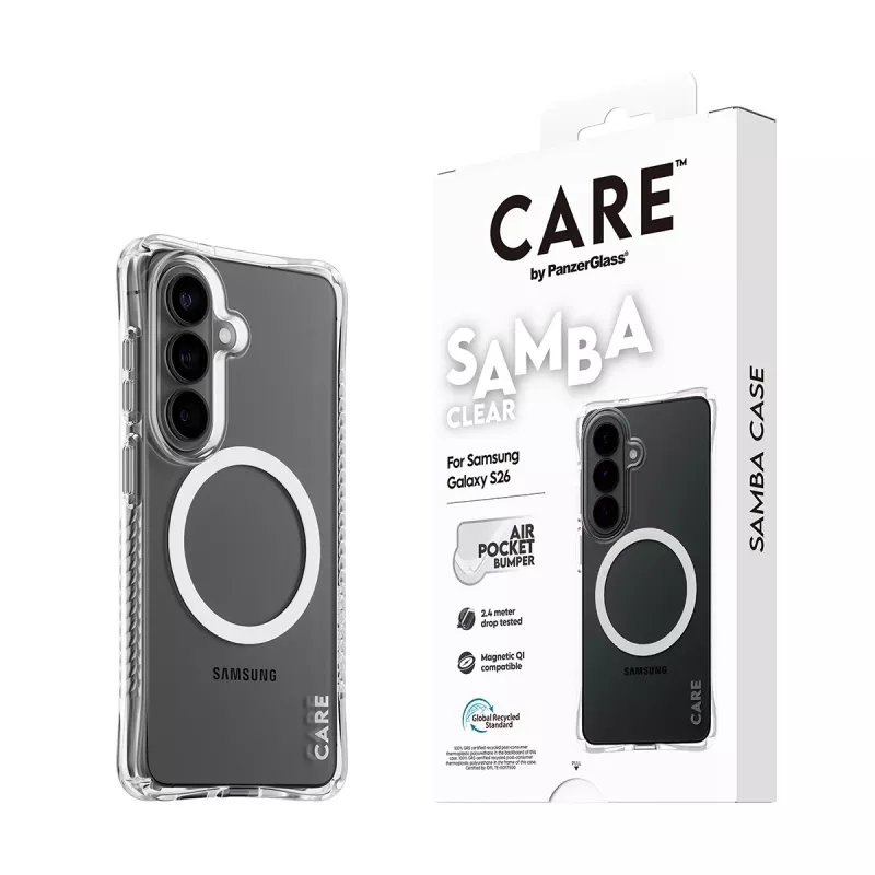 Schutzhülle PanzerGlass CARE Samba Transparent mit Weiß Qi für Samsung Galaxy S26
