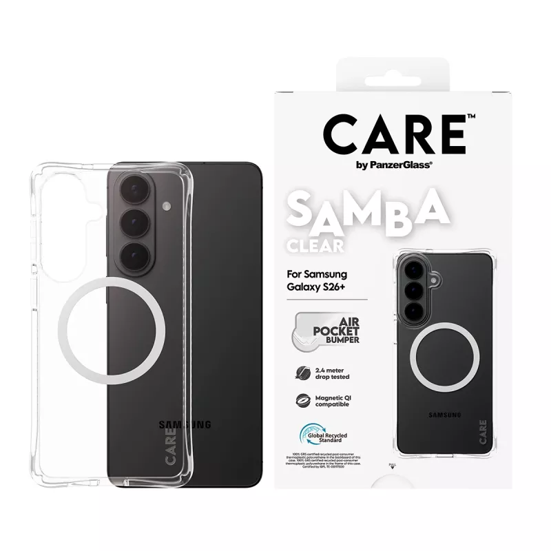 PanzerGlass CARE™ by ® Samba Hülle Transparent w. White Qi Samsung Galaxy S26+