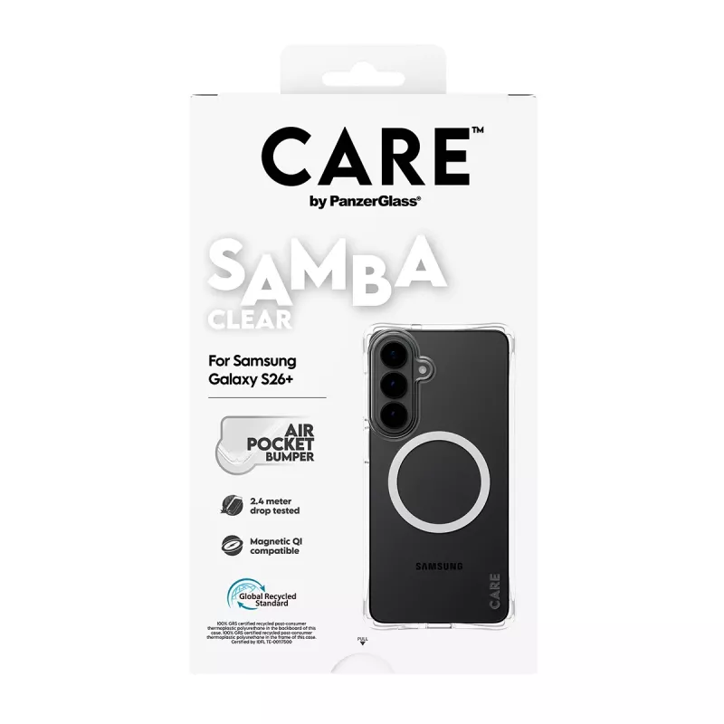 PanzerGlass CARE™ by ® Samba Hülle Transparent w. White Qi Samsung Galaxy S26+