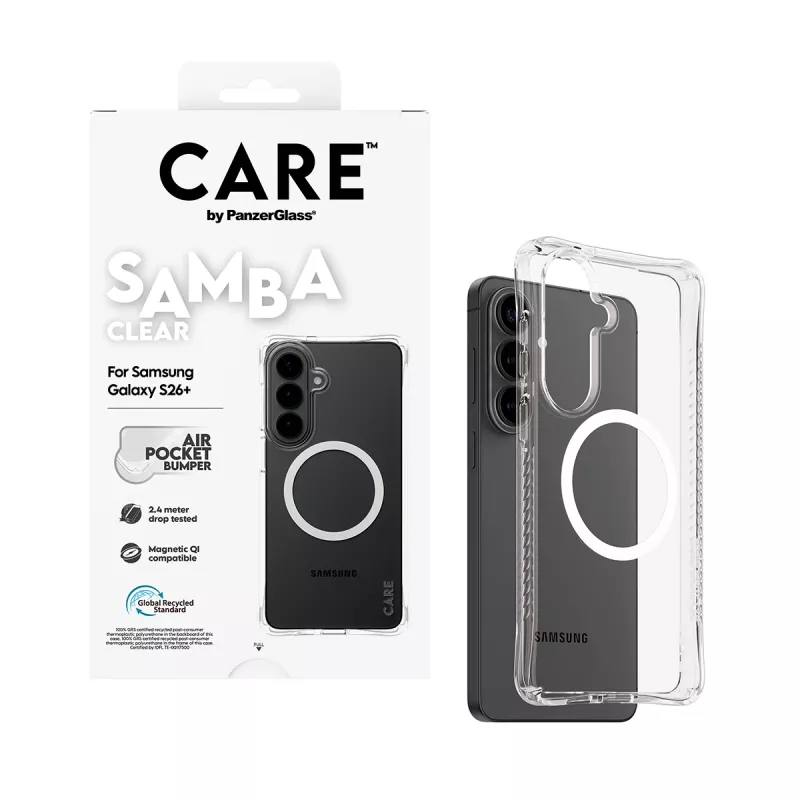 PanzerGlass CARE™ by ® Samba Hülle Transparent w. White Qi Samsung Galaxy S26+