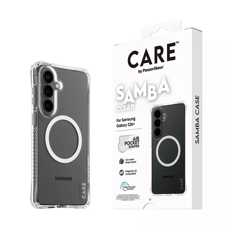 PanzerGlass CARE™ by ® Samba Hülle Transparent w. White Qi Samsung Galaxy S26+