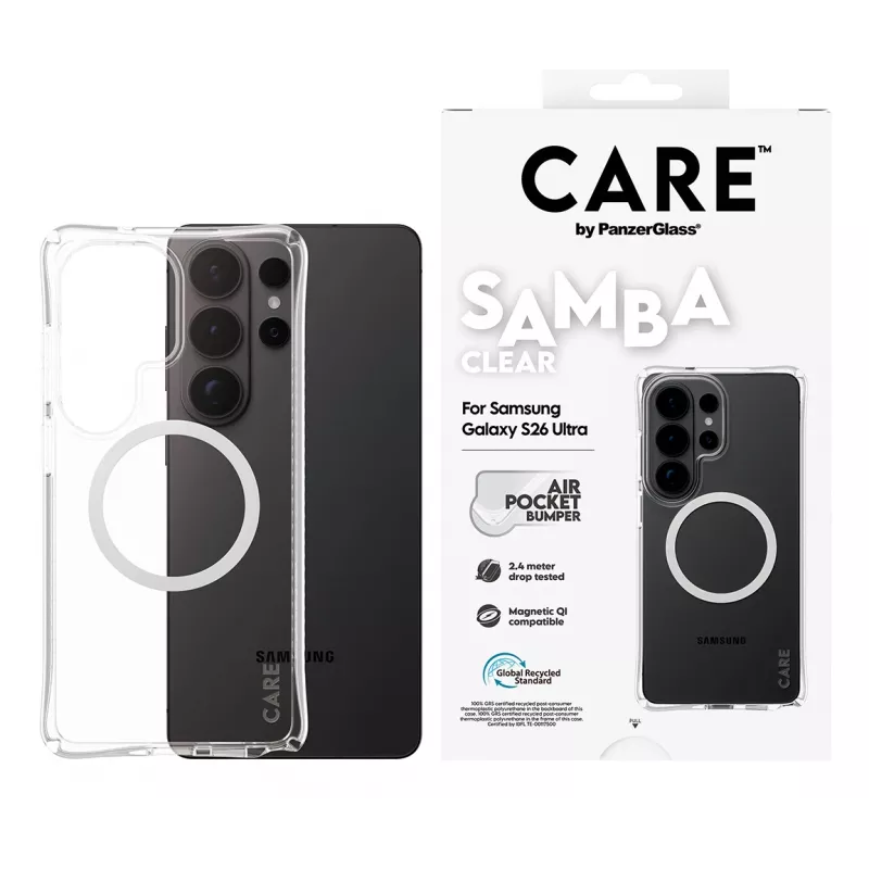 PanzerGlass CARE™ by ® Samba Hülle Transparent w. White Qi Samsung Galaxy S26 Ultra