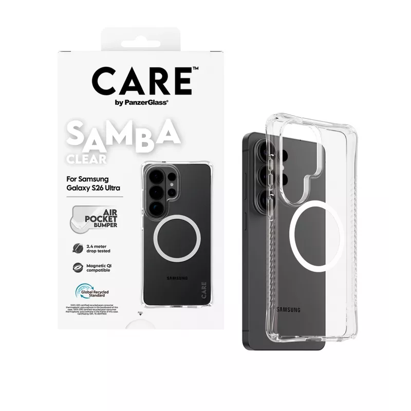 PanzerGlass CARE™ by ® Samba Hülle Transparent w. White Qi Samsung Galaxy S26 Ultra