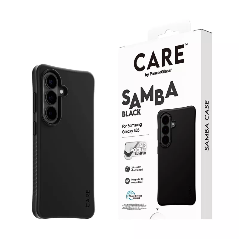 PanzerGlass CARE™ by ® Samba Case Schwarz w. Qi Samsung Galaxy S26