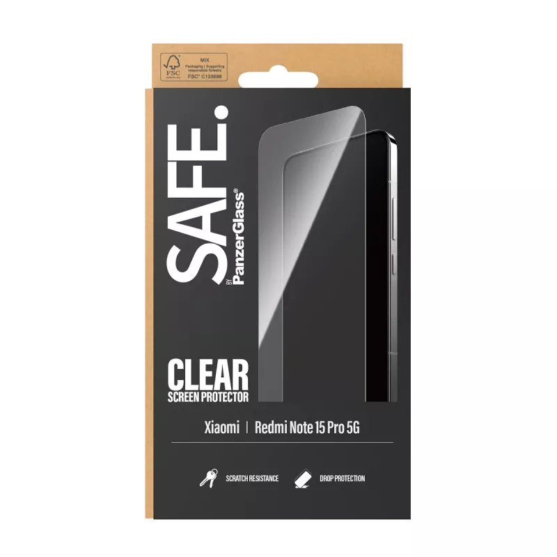 PanzerGlass SAFE. by ® Displayschutz Xiaomi Redmi Note 15 Pro 5G | Ultra-Wide Fit