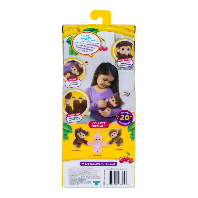 Moose Toys Little Live Pets My Baby Monkey 'Chikki Cherry', Junge/Mädchen, 2 Jahr(e), mit Ton