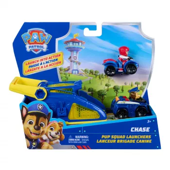 PAW Patrol Chase Pup Squad Launcher mit Ryder-Fahrzeug 2er-Pack, Kinderspielzeug für Jungen und Mädchen ab 3 Jahren