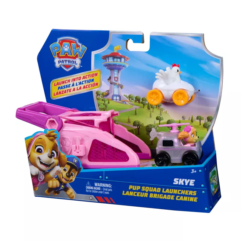 PAW Patrol Skye Pup Squad Launchers mit Chickaletta-Fahrzeug 2er-Pack, Spielzeug für Jungen und Mädchen ab 3 Jahren