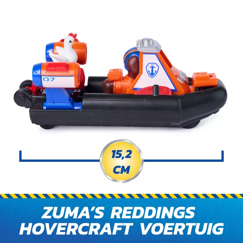 PAW Patrol : Search & Rescue, Zuma Rescue Hovercraft Water Vehicle mit 2 Figuren, Spielzeugboot mit Rückzieh-Action, Kinderspielzeug für Jungen & Mädchen ab 3 Jahren
