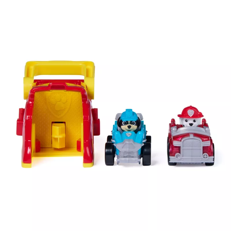 PAW Patrol Marshall Pup Squad Launchers mit Rex-Fahrzeug 2er-Pack, Kinderspielzeug für Jungen und Mädchen ab 3 Jahren