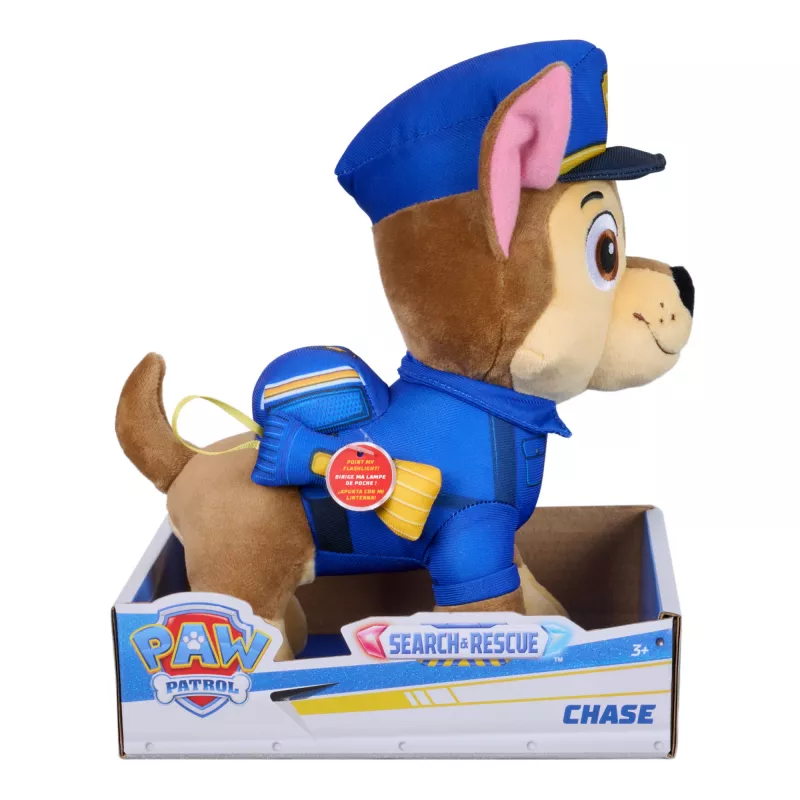 PAW Patrol: Search and Rescue Chase, Plüschtier mit Taschenlampen-Zubehör, Vorschulspielzeug, Kinderspielzeug für Jungen & Mädchen, ab 3 Jahren, 25,4 cm