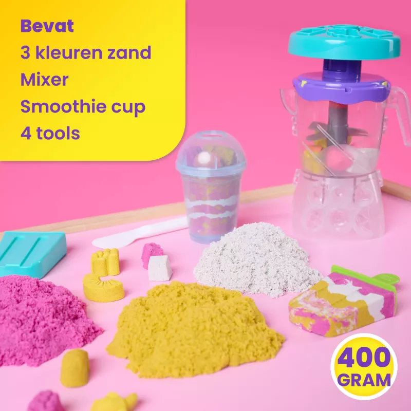 Kinetic Sand, Smoothie-Mixer-Spielset, Osternest-Füller, enthält 14 oz formbaren Spielsand, Werkzeuge und Eis-am-Stiel-Form, Spiellebensmittel-Spielzeug