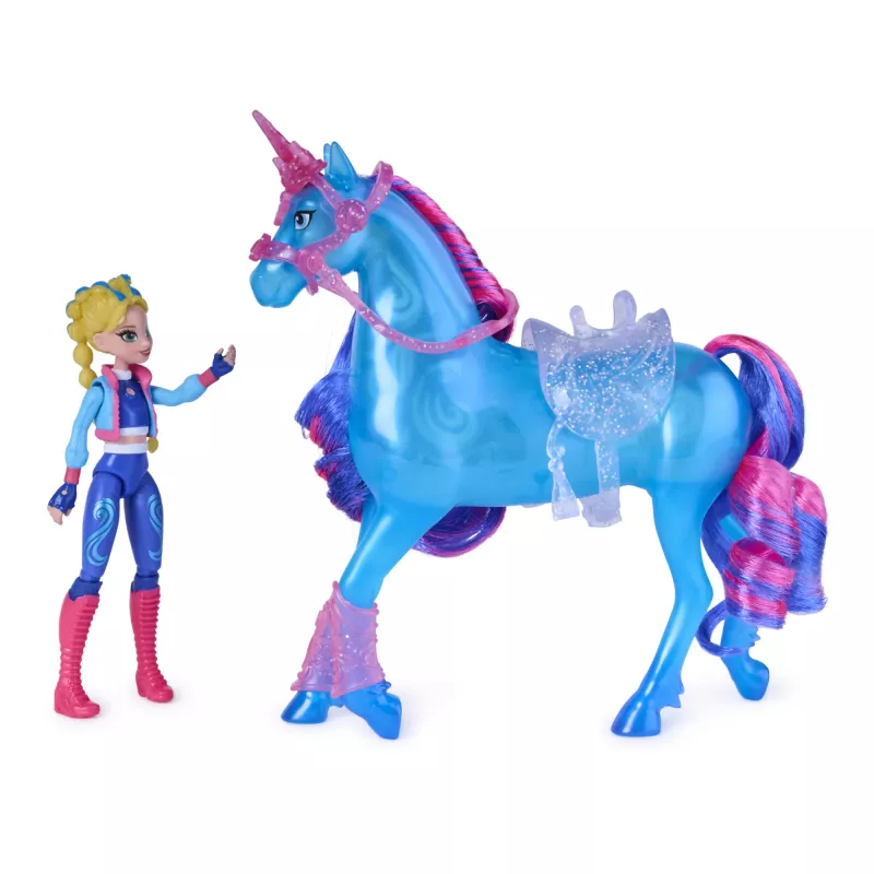 Unicorn Academy, Train & Glow Light-up River Einhorn mit Isabel, Ostergeschenkidee, Puppen & Einhornspielzeug für Mädchen, enthält 3 Trainingsaccessoires