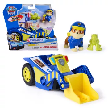 PAW Patrol : Search & Rescue, Rubble Rescue Bulldozer Fahrzeug mit 2 Figuren, Polizeiauto-Spielzeug mit Rückzieh-Action, Kinderspielzeug für Jungen & Mädchen ab 3 Jahren