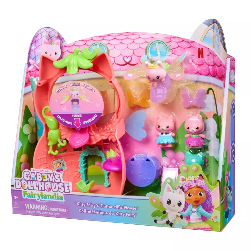 Gabbys Puppenhaus Feenlandia, Kitty Feen Schwing-flieg-riffes Spielset mit 12 Teilen & exklusivem Schwing-flieg-riff Ring, Kinderspielzeug für Mädchen & Jungen ab 3 Jahren