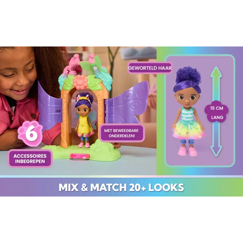 Gabby's Dollhouse Fairylandia, Fairy Magic Reveal Spielset mit Verwandlungsfunktion und Puppenhaus-Zubehör, Kinderspielzeug für Mädchen & Jungen ab 3 Jahren