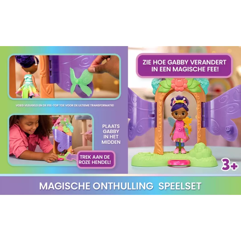 Gabby's Dollhouse Fairylandia, Fairy Magic Reveal Spielset mit Verwandlungsfunktion und Puppenhaus-Zubehör, Kinderspielzeug für Mädchen & Jungen ab 3 Jahren
