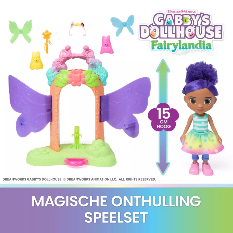 Gabby's Dollhouse Fairylandia, Fairy Magic Reveal Spielset mit Verwandlungsfunktion und Puppenhaus-Zubehör, Kinderspielzeug für Mädchen & Jungen ab 3 Jahren