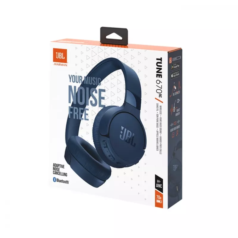 JBL Tune 670 NC Headset Kabelgebunden & Kabellos Kopfband Anrufe/Musik USB Typ-C Bluetooth Blau