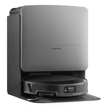 Roboterstaubsauger Roborock SAROS 20X — rund, 0,259 L Staubbehälter, 6400 mAh, 200 min Laufzeit, Basis mit 2,5 L Staub, Wischmopreinigung, schwarz