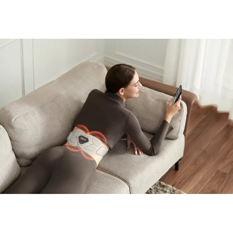 Taillenmassagegerät SKG W9-Pro — batteriebetrieben 10 W, Vibrations- und Kombi-Massage, integrierter Akku, weiß