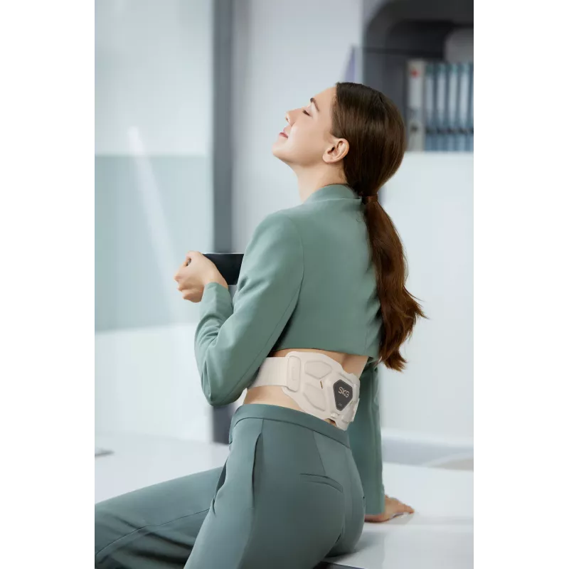 Taillenmassagegerät SKG W9-Pro — batteriebetrieben 10 W, Vibrations- und Kombi-Massage, integrierter Akku, weiß
