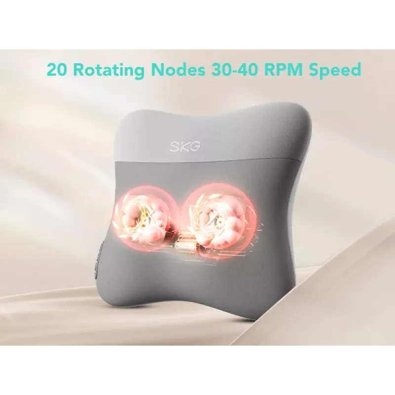 SKG VS500 Massagekissen – Knetmassage, batteriebetrieben 10 W, integrierter Akku, Grau