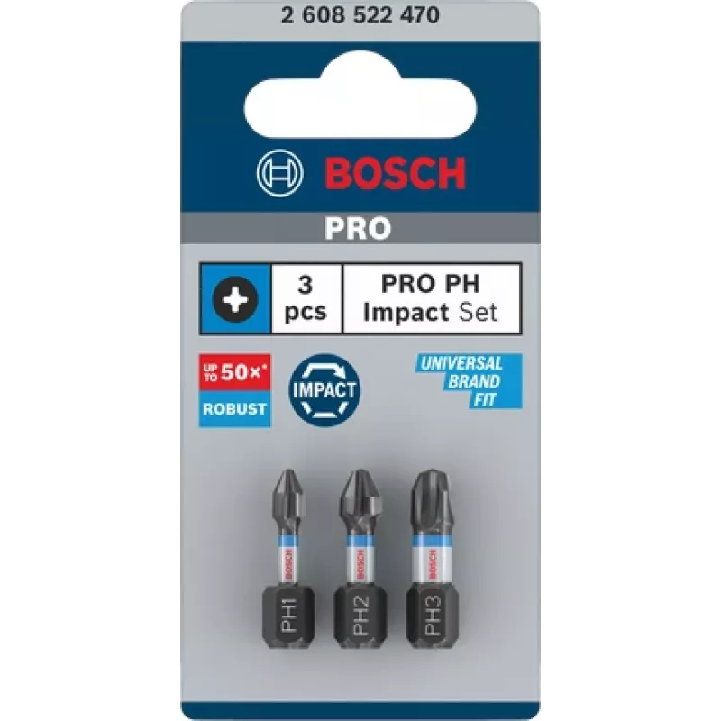 Schraubendreher-Bitsatz Bosch Phillips 3-teilig 2608522470