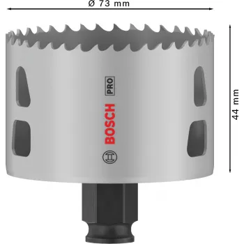 Bosch PRO Multi Material PC Plus, 44/73 mm, Einzeln, Bohrer, Trockenbau, Metall, Nichteisenmetall, Kunststoff, Weichholz, Schwarz, Grau, Kobaltstahl, Kobaltlegierungs-Schnellarbeitsstahl (HSS-Co)