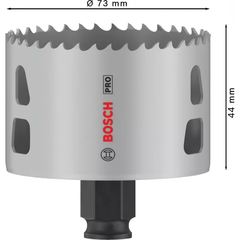 Bosch PRO Multi Material PC Plus, 44/73 mm, Einzeln, Bohrer, Trockenbau, Metall, Nichteisenmetall, Kunststoff, Weichholz, Schwarz, Grau, Kobaltstahl, Kobaltlegierungs-Schnellarbeitsstahl (HSS-Co)
