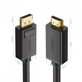 Ugreen 10202 Videokabel-Adapter 2 m DisplayPort HDMI Schwarz