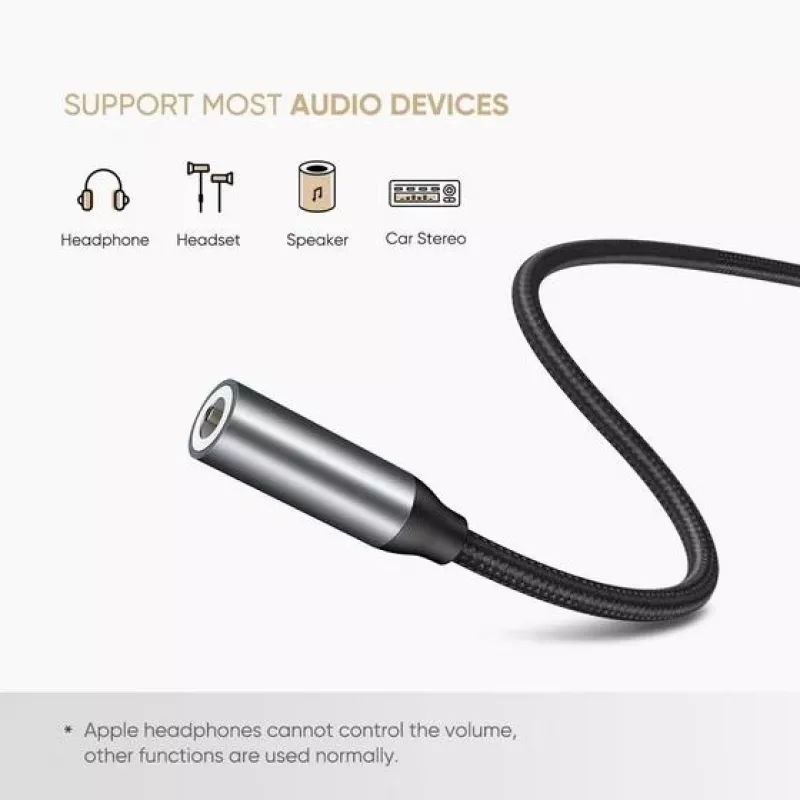 Mobiltelefonkabel Ugreen 30632 USB-C auf 3,5 mm Schwarz