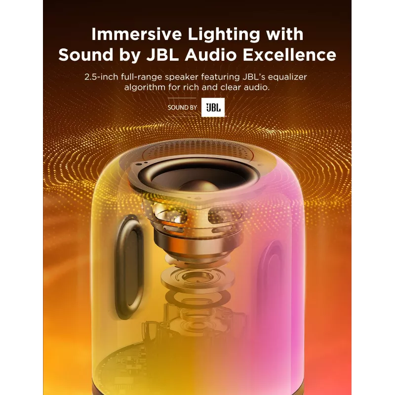 Tischlampe Govee H6020 Table Lamp 2 Pro Sound by JBL — RGBIC + Warmweiß, 600 lm, Wi‑Fi & Bluetooth, 5200 mAh