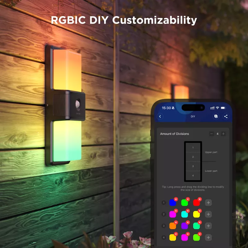 Außenwandleuchte Govee H7078CD1 Smart RGB-Farbwechsel, WLAN-/App-Steuerung