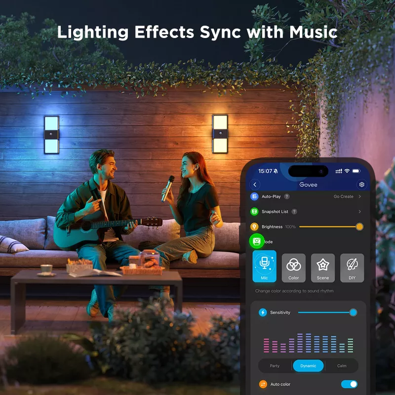 Außenwandleuchte Govee H7078CD1 Smart RGB-Farbwechsel, WLAN-/App-Steuerung