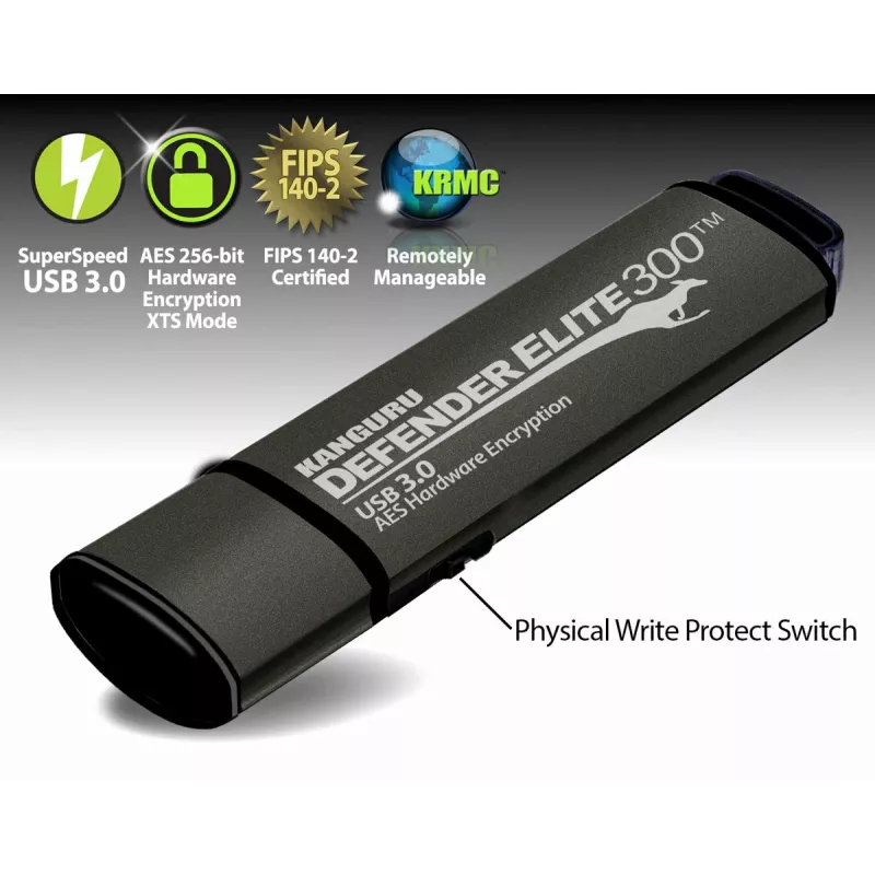 Kanguru Defender Elite 300 USB-Stick 256 GB USB Typ-A 3.2 Gen 1 (3.1 Gen 1) Schwarz