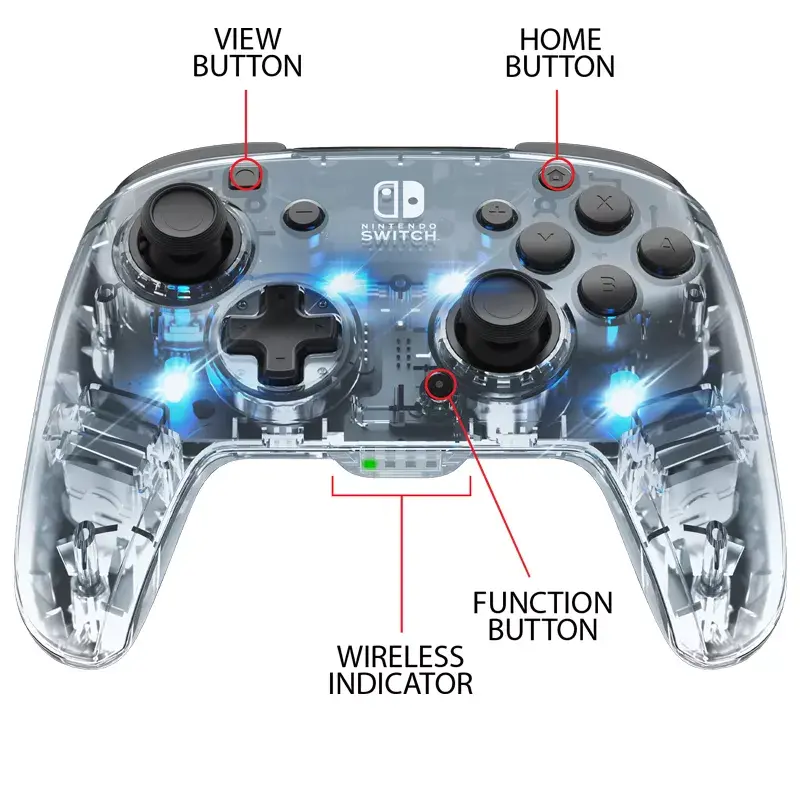 PDP Afterglow Schwarz, Transparent Gamepad Analog / Digital Nintendo Switch, Nintendo Switch Lite, Nintendo Switch OLED