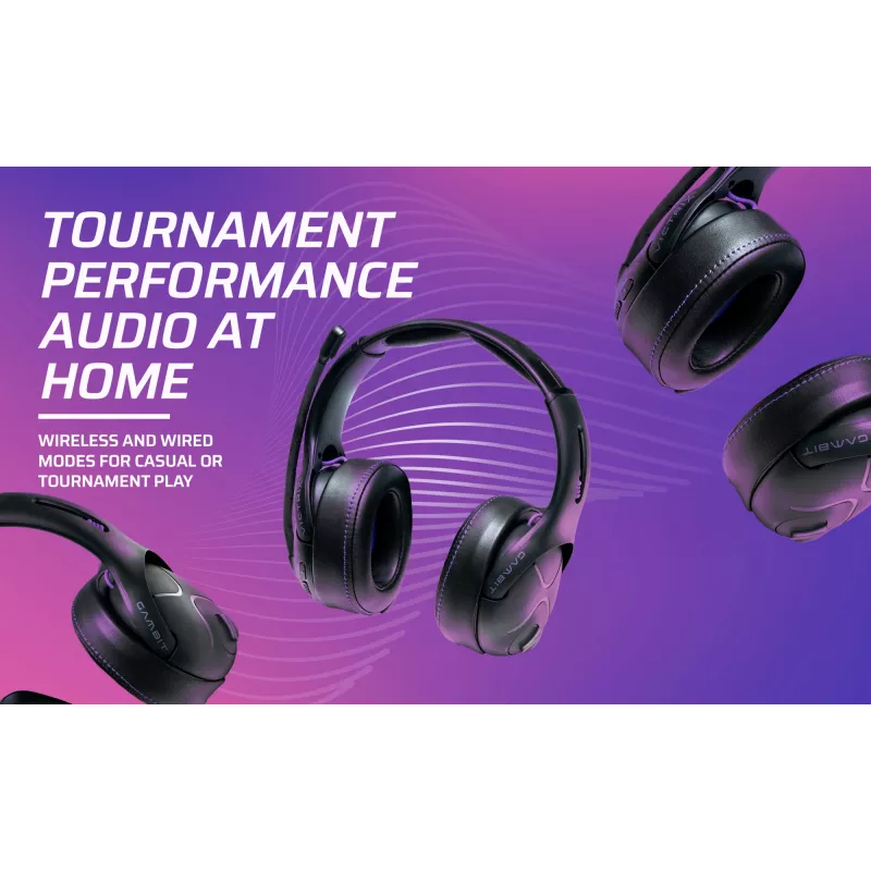 Headset VICTRIX Gambit Wireless — kabelgebunden & kabellos, 20–20000 Hz, 2 m Kabel, 301 g, schwarz/lila