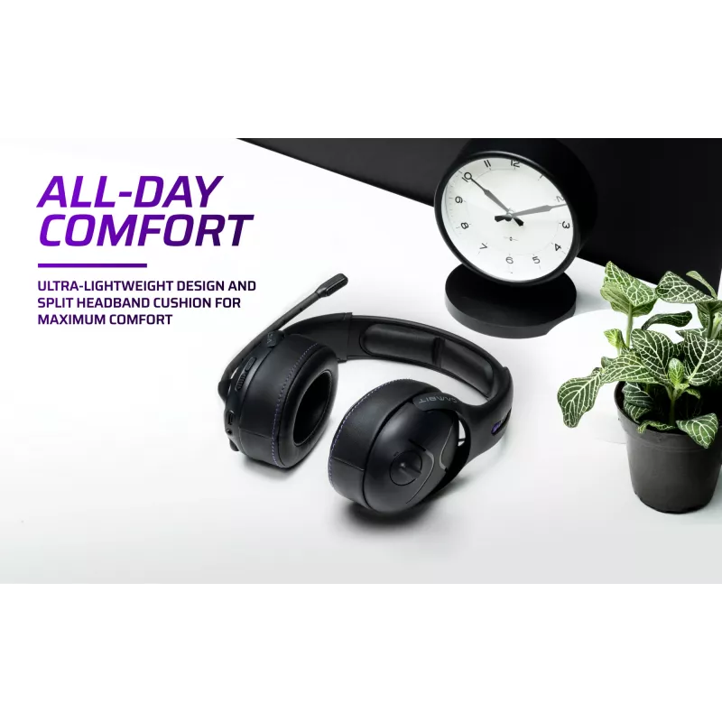 Headset VICTRIX Gambit Wireless — kabelgebunden & kabellos, 20–20000 Hz, 2 m Kabel, 301 g, schwarz/lila