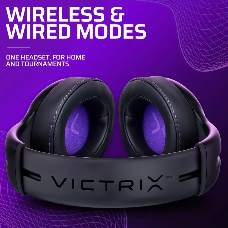 Headset VICTRIX Gambit Wireless — kabelgebunden & kabellos, 20–20000 Hz, 2 m Kabel, 301 g, schwarz/lila