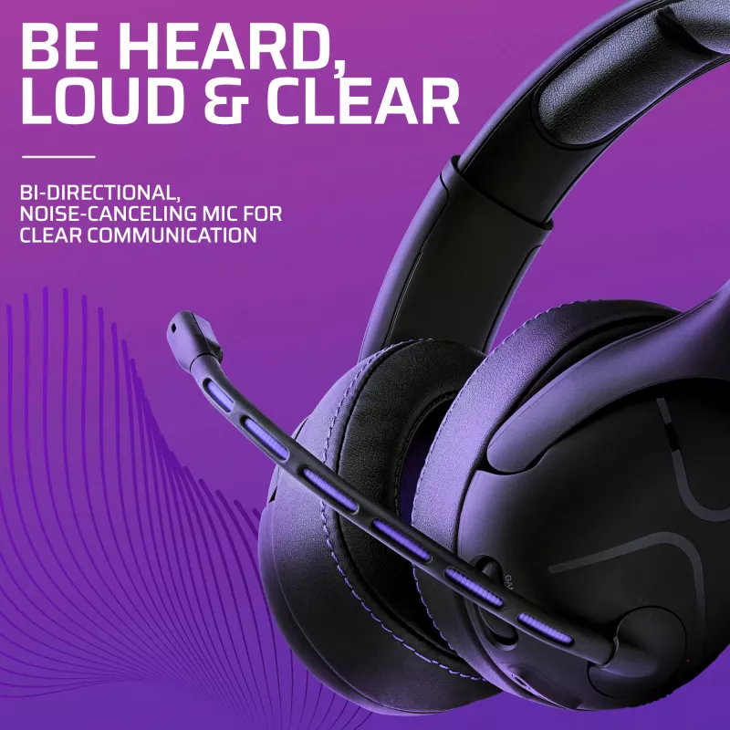 Headset VICTRIX Gambit Wireless — kabelgebunden & kabellos, 20–20000 Hz, 2 m Kabel, 301 g, schwarz/lila