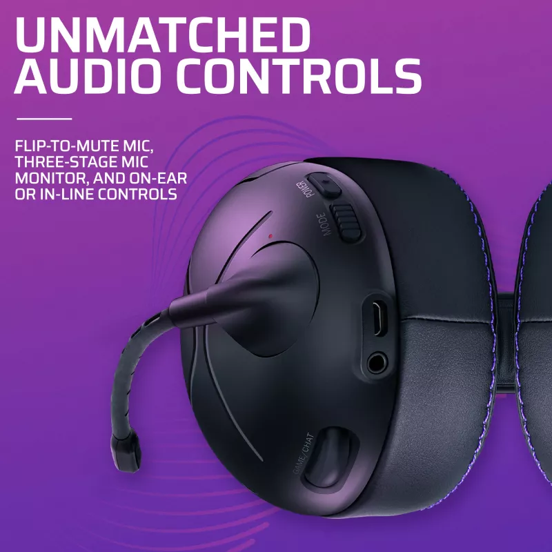 Headset VICTRIX Gambit Wireless — kabelgebunden & kabellos, 20–20000 Hz, 2 m Kabel, 301 g, schwarz/lila